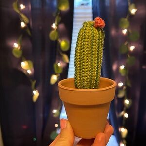 Handmade Green Crochet Cactus in Terracotta Pot